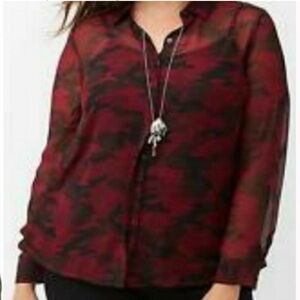 Lane Bryant Chiffon Red Camo Blouse Size 14/16